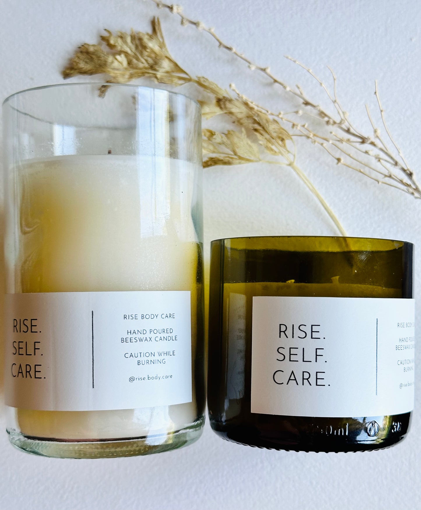 Up-Cycled Wine Bottle Beeswax Candles | Clean Burning | Eco-Friendly